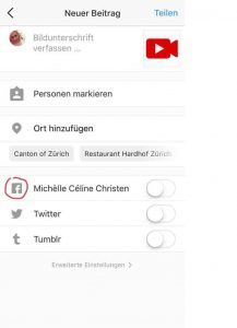 Istagram mit Facebook verknüpfen